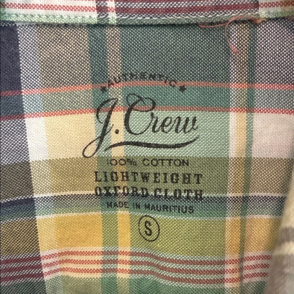 J. Crew Short-Sleeve Plaid Button-Down Shirt in Green and Navy